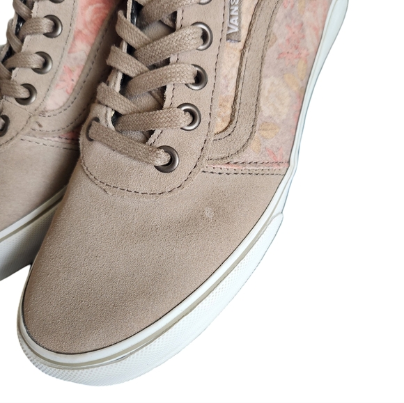 Vans Women's Sk8 Hi High Top Sneakers Beige and Pink Floral Zip Closure Shoes/ 8 - Picture 10 of 10